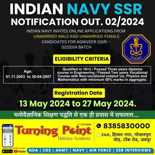 Indian Navy SSR Sailor Agniveer Notification 2024